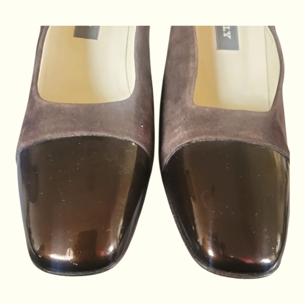 Bally Women's Vintage Brown Patent Leather and Suede Made In Italy Heels 9 1/2 C